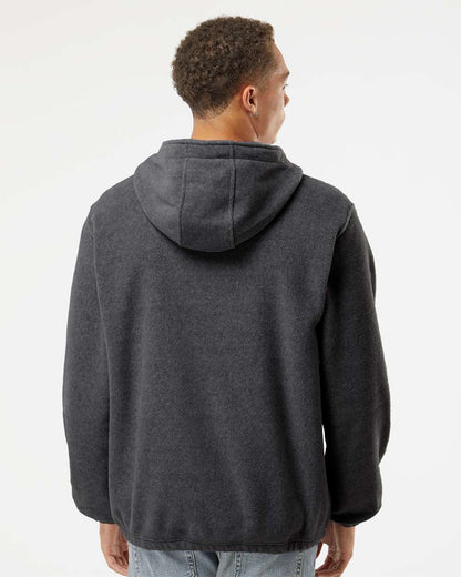 Burnside Polar Fleece Quarter-Zip Hooded Pullover 3600 #colormdl_Heather Charcoal