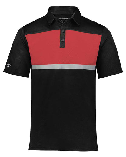 Holloway Men's Dry-Excel™ Prism Bold Polo 222576 #color_Black/ Scarlet
