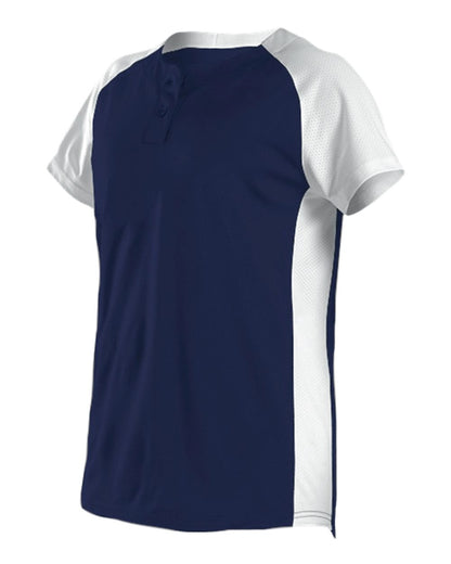 Alleson Athletic Women's Two Button Fastpitch Jersey 522PDW #color_Navy/ White