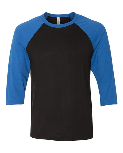 BELLA + CANVAS Three-Quarter Sleeve Baseball Tee 3200 #color_Black/ True Royal