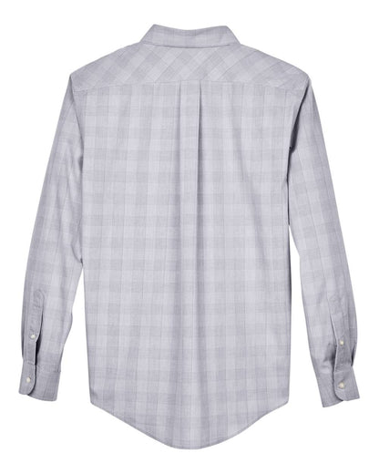 Devon & Jones Men's Crown Collection® Glen Plaid Woven Dress Shirt DG520 #color_White/ Graphite/ Grey Heather