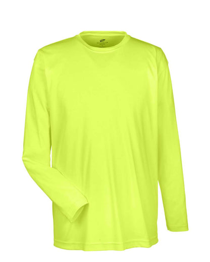 UltraClub Men's Cool & Dry Sport Long Sleeve Performance Interlock T-Shirt 8422 #color_Bright Yellow