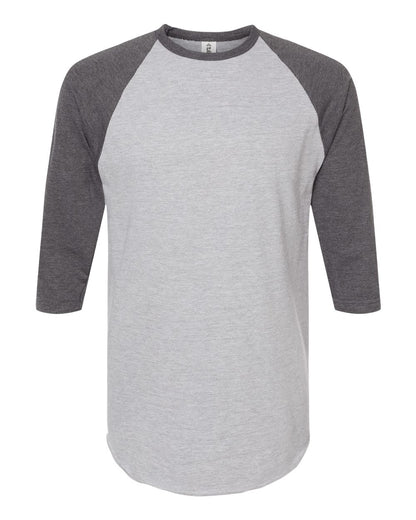 Tultex Fine Jersey Raglan T-Shirt 245 #color_Heather Grey/ Heather Charcoal