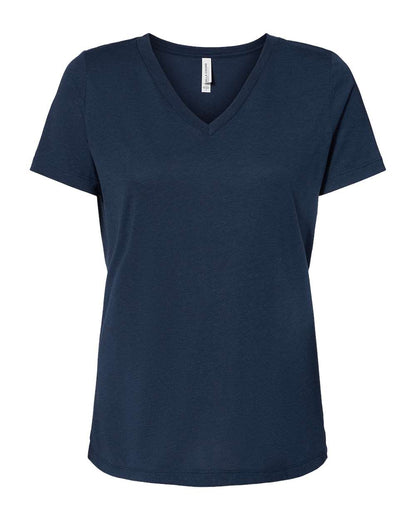 BELLA + CANVAS Women's Relaxed Triblend Short Sleeve V-Neck Tee 6415 #color_Solid Navy Triblend