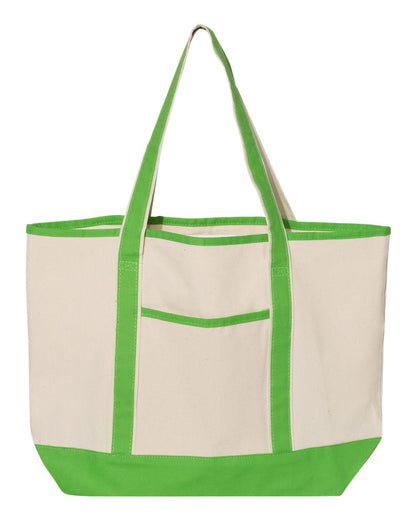Q-Tees 34.6L Large Canvas Deluxe Tote Q1500 #color_Natural/ Lime