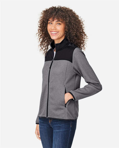 CORE365 Women's Venture Heathered Stripe Hybrid Jacket CE74W #colormdl_Black/ White