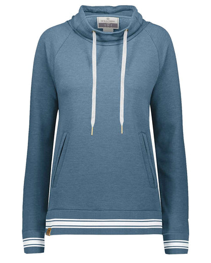Holloway Women's All-American Fleece Funnel Neck Sweatshirt 229763 #color_Storm Heather/ White