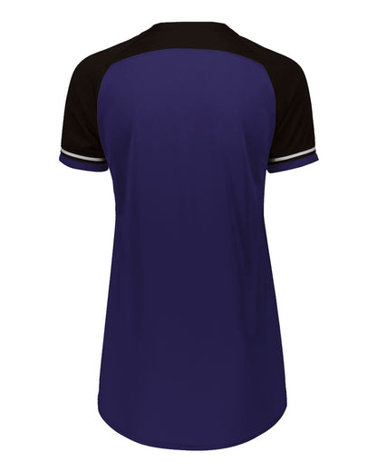 Russell Athletic Women's Classic V-Neck Jersey R01X3X #color_Purple/ Black/ White