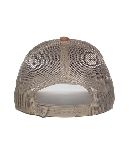 Outdoor Cap Tri-Color Mesh Back Trucker Cap HPD615M #color_Navy/ Khaki/ Duck