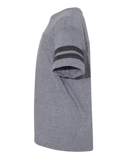 LAT Youth Football Fine Jersey Tee 6137 #color_Granite Heather/ Vintage Smoke