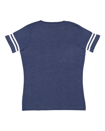LAT Women's Football V-Neck Fine Jersey Tee 3537 #color_Vintage True Navy/ Blended White
