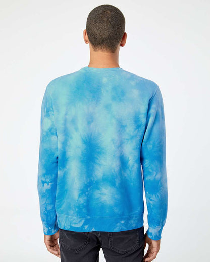 Independent Trading Co. Midweight Tie-Dyed Crewneck Sweatshirt PRM3500TD #colormdl_Tie Dye Aqua Blue