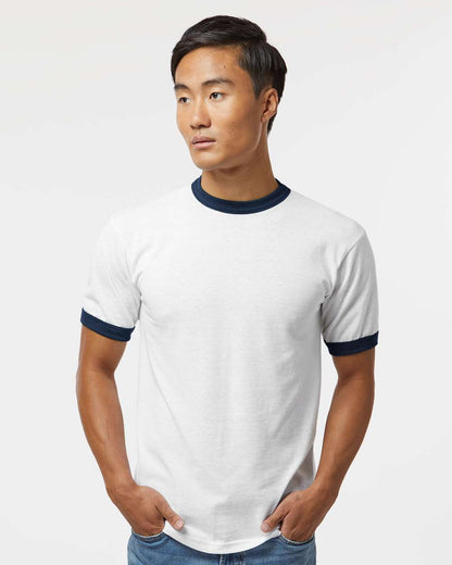 Augusta Sportswear 50/50 Ringer T-Shirt 710 #colormdl_White/ Navy