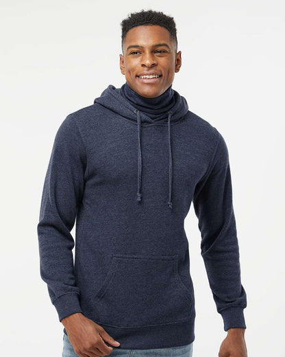 J. America Men's Gaiter Fleece Hooded Sweatshirt 8879 #colormdl_True Navy Heather