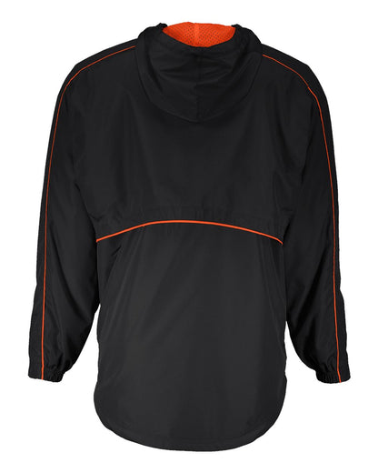 Holloway Men's Wizard Quarter-Zip Hooded Pullover 229016 #color_Black/ Orange