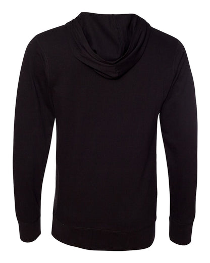 J. America Unisex Jersey Sport Lace Hooded Pullover 8231 #color_Black
