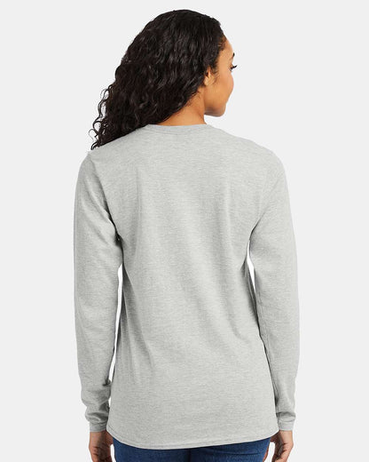 Hanes Unisex Perfect-T Long Sleeve T-Shirt 498L #colormdl_Ash