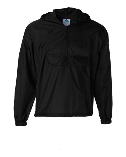 Augusta Sportswear Packable Half-Zip Hooded Pullover Jacket 3130 #color_Black