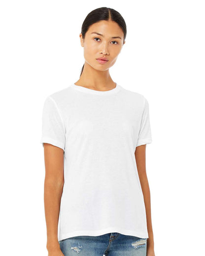 BELLA + CANVAS Women’s Relaxed Fit Heather CVC Tee 6400CVC #colormdl_Solid White Blend