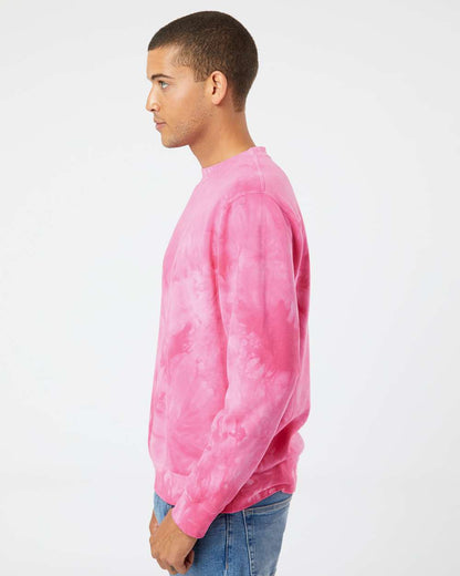 Independent Trading Co. Midweight Tie-Dyed Crewneck Sweatshirt PRM3500TD #colormdl_Tie Dye Pink