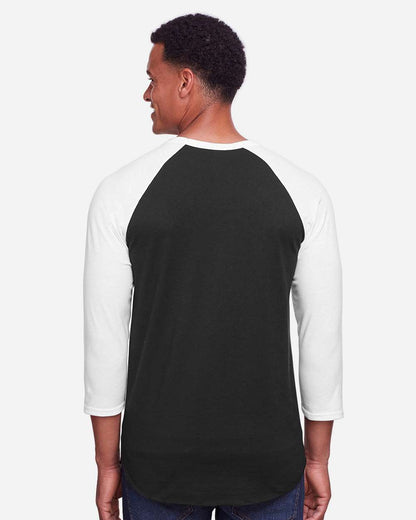 JERZEES Premium Blend Ringspun Three-Quarter Sleeve Raglan Baseball T-Shirt 560RR #colormdl_Black Ink/ White