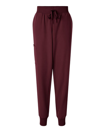 Jaanuu Women's Silex Knit-Waist Scrub Joggers W20003 #color_Burgundy
