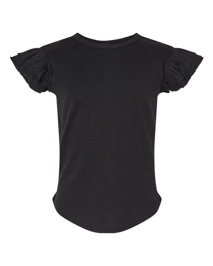 Rabbit Skins Toddler Flutter Sleeve Tee 3339 #color_Black