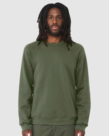 BELLA + CANVAS Sponge Fleece Raglan Crewneck Sweatshirt 3901 #colormdl_Military Green