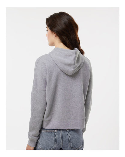 J. America Women's Crop Hooded Sweatshirt 8853 #colormdl_Grey Triblend