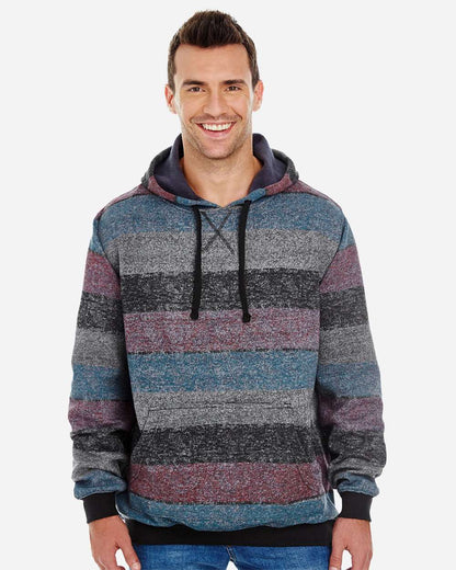 Burnside Men's Printed Stripes Fleece Sweatshirt 8603 #colormdl_Red/ Black