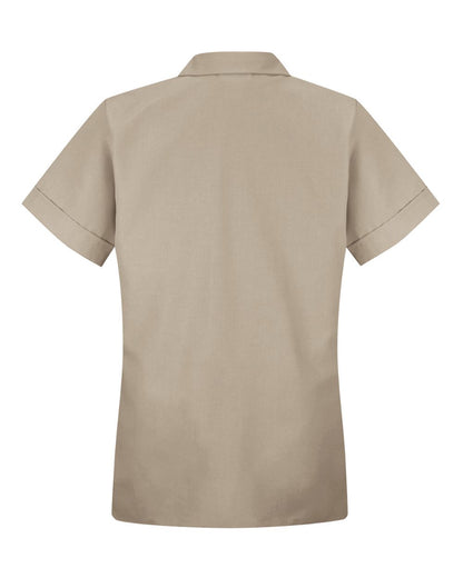Red Kap Women's Loose Fit Short Sleeve Button Smock TP23 #color_Tan