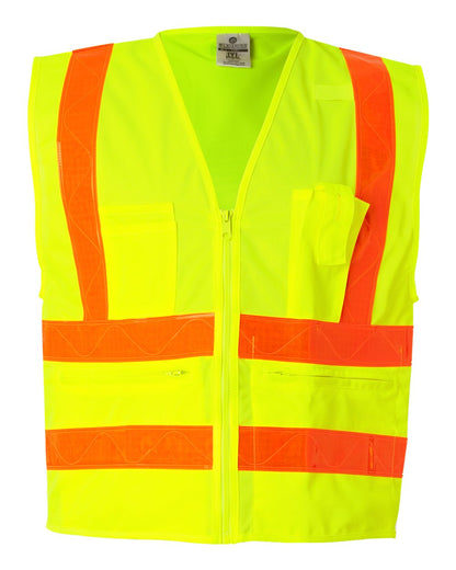 Kishigo Unisex Prismatic Hydrowick-Lite Multi Zipper Vest 1197-1198 #color_Lime