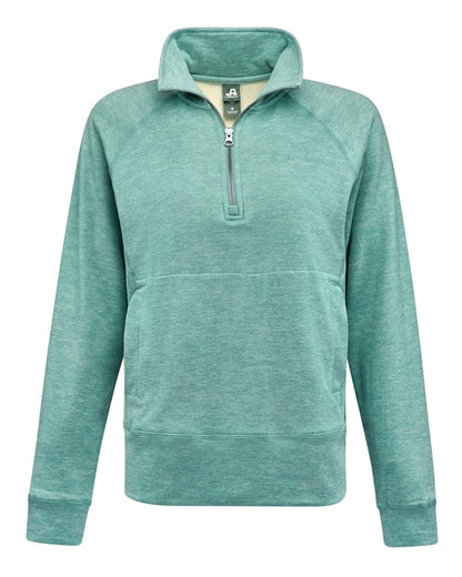 J. America Women's Electric Fleece Quarter-Zip Sweatshirt 8743 #color_Electric Jade