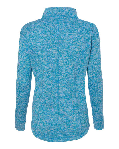 J. America Women's Cosmic Fleece Quarter-Zip Pullover 8617 #color_Electric Blue/ Neon Green