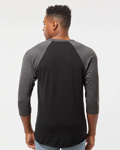 Tultex Fine Jersey Raglan T-Shirt 245 #colormdl_Black/ Heather Charcoal