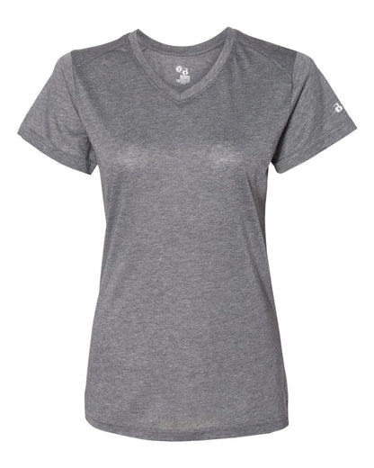 Badger Women’s Triblend Performance V-Neck Short Sleeve T-Shirt 4962 #color_Graphite Heather