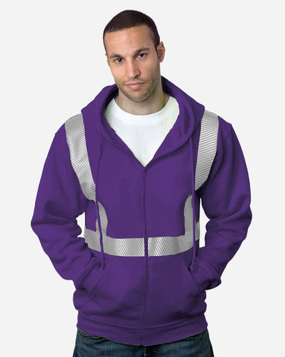 Bayside USA-Made Hi-Visibility Full-Zip Hooded Sweatshirt - Segmented Tape 3737 #colormdl_Purple