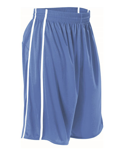 Alleson Athletic Women's Basketball Shorts 535PW #color_Columbia Blue/ White