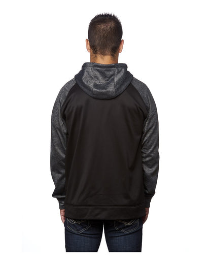 Burnside Performance Raglan Full-Zip Sweatshirt 8660 #color_Black/ Heather Charcoal