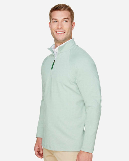 Devon & Jones Men's CrownLux Performance® Clubhouse Micro-Stripe Quarter-Zip Pullover DG480 #colormdl_Kelly Green