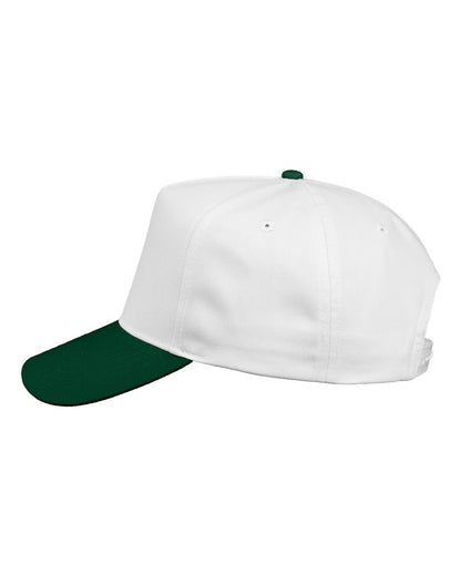 Valucap Five-Panel Twill Cap 8869 #color_White/ Forest