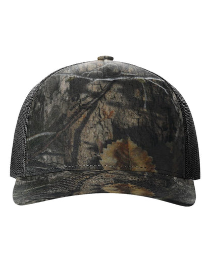 Richardson Five-Panel Printed Trucker Cap 112PFP #color_Mossy Oak Country DNA/ Black