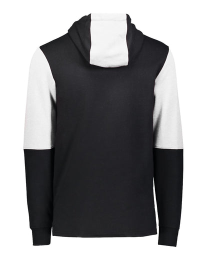 Holloway Youth All-American Team Fleece Colorblocked Hooded Sweatshirt 222681 #color_Black/ White