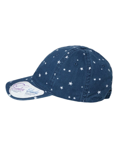 Infinity Her Women's Garment-Washed Fashion Print Cap HATTIE #color_Navy/ White Stars