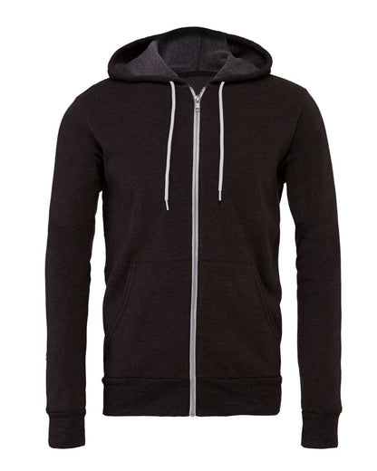 BELLA + CANVAS Unisex Sponge Fleece Full-Zip Hoodie Sweatshirt 3739 #color_Dark Grey Heather