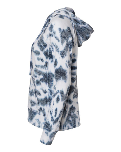 MV Sport Women’s Courtney Burnout V-Notch Hooded Sweatshirt W1162 #color_Navy Tie Dye