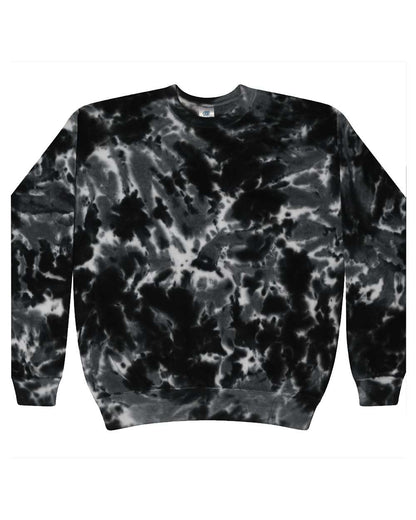 Colortone Tie-Dyed Fleece Crewneck Sweatshirt 8100 #color_Multi Black