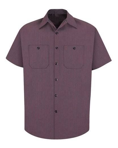 Red Kap Men's Industrial Short Sleeve Work Shirt SP24 #color_RC - Charcoal/ Red