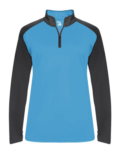 Badger Ultimate SoftLock™ Women's Sport Quarter-Zip Pullover 4008 #color_Columbia Blue/ Graphite