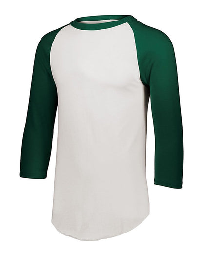 Augusta Sportswear Youth Three-Quarter Sleeve Baseball Jersey 4421 #color_White/ Dark Green